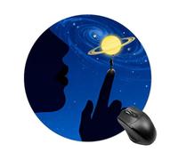 Blue Starry Sky Mouse Pad Round Laptop Mouse Mat Cute Computer Mousepad Keyboard Pad Non-Slip Desk Pads for Gaming Office Work Home