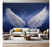 Blue Starry Sky Panoramic Mural Wallpaper 390 x 260 cm Angel Wings Wall Mural Non-Woven Art Print Wallpaper Living Room Bedroom Sofa TV Backdrop Decoration Poster Picture Photo