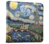 Blue Starry Sky Paris Eiffel Tower Self Adhesive Photo Albums 4x6 Pictures Photo Scrapbook Pu Leather Memory Book for Wedding Anniversary Family