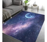 Blue Starry Sky Rugs Living Room Large 240x340, Universe Outer Space Planet Area Rugs for Bedroom, Non Slip Low Pile Soft Flannel Carpet, Bedroom Accessories H-11