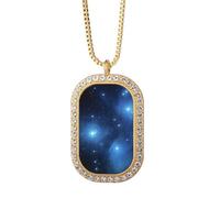 blue starry stars art deco fashion Necklace Pendant Diamond Crystal Golden Jewelry