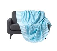 Homescapes Cotton Stars And Stripes Decorative Blue Sofa Throw