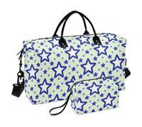 Blue Stars Dot Yellow Duffel Bags Carry On Shoulder Weekend Tote Tote Bag with Adjustable Strap for Gym Large Capacity Bolsa para viajar