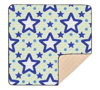 Blue Stars Dot Yellow Soft Padded mat for Baby to Play on Floor for Floor 1-Piecing foldablummy Time Mat for Baby Kids Toddlers Infants, 50'' x 50''alfombrillas para Bebes jugar