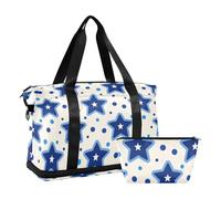 blue Stars Polka Dot Blue Luggage Suitcases Carry-on Tote Bag Gym Bag with Adjustable Strap for Yoga 2pcs Set, Blue Stars Dot Blue, 1 Size, Blue Stars Dot Blue, 1 size
