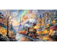 Blue-steam-train-soaring-through-clouds Educational Games 1000 Pieces Jigsaw Puzzle for Adults Wall Decoration and Gifts Beautiful Decoration Puzzle for Adults Kids 38x26/1000pcs