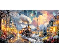 Blue-steam-train-soaring-through-clouds Educational Games 1000 Pieces Jigsaw Puzzle for Adults Wall Decoration and Gifts Beautiful Decoration Puzzle for Adults Kids 70x50/1000pcs