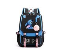 (Blue) Stitch Students Backpack Boys Girls Outdoor Cartoon Daypack With Usb Charge Port