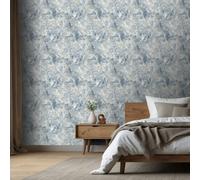 Blue Stone Effect Wallpaper Rustic Textured Metallic Shimmer Feature