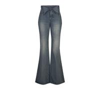 Blue Stone Washed Turned-Up Waistband Jeans - female - Alexander McQueen - Flare Jeans - Blue - W26 - Jeans W26