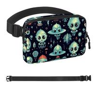 Blue Strange Aliens Fanny Packs for Women Men, Crossbody Belt Bag with Zipper Pockets,Waterproof Waist Packs with Adjustable Strap for Workout Running Traveling Hiking, Multicolor, One Size
