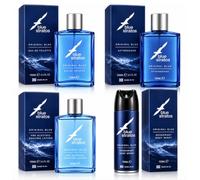 Blue Stratos Men's Grooming Set Shaving Lotion, Aftershave, EDT, Body Spray