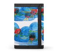 Blue Straw Hat Pattern Wallet for Men Trifold Wallets Credit Card Holder Minimalist Front Pocket for Women
