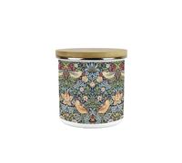 Blue Strawberry Thief Kitchen Storage Canister - Morris Inspired Tapestry Artwork Homeware Gifts - Medium Sized Metal Enamel Food/Drinks Storage Container 600ml