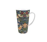 Blue Strawberry Thief Latte Mug - William Morris Gifts - Tall Ceramic Tea/Coffee Cup Present