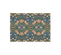 Blue Strawberry Thief Small Glass Worktop Saver - William Morris Artwork Smooth Kitchen Chopping Board/Protector Gift - 28.5cm x 20cm