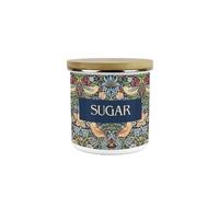 Blue Strawberry Thief Sugar Storage Canister - Morris Inspired Tapestry Artwork Homeware Gifts - Medium Sized Metal Enamel Kitchen Food/Drinks Storage Container 600ml