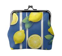 Blue Stripe and Lemon Print Versatile Coin Purse Exquisite Mini Wallet Cute Change Pouch for Any Occasion