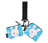 Blue Stripe Cute Bunny Women's Coin Wallet Card Holder Cute Fashion Business Card Case Money Organizer with Wristle Strap for Men 2 Pcs, blue stripe cute bunny, One Size, Art Deco