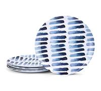 Blue Stripe Melamine Plates, 10.5-inch Dinner Plates set of 6