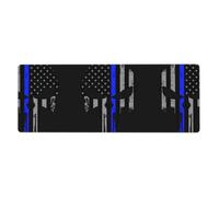 Blue Stripe Stars Skull Computer Desk Pad, Non-Slip Surface Mat for Enhanced Gaming Performance and Office Productivity