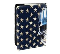 Blue Stripe Stars Skull Print Passport Holder Cover Wallet Passport Cover, Passport Wallet Case for Cards and Documents