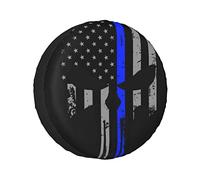 Blue Stripe Stars Skull Spare Tire Covers Waterproof Spare Wheel Cover Protectors For Trailer Truck Rv Suv Universal All Vehicles 16 Inch