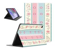 Blue Stripe Tablet Case for Samsung Galaxy Tab A9 8.7" SM-X110/X115 | Striped Stripe Floral Flower Collage Design Adjustable Protective Cases Flip PU Leather Stand Funda for Women Girls