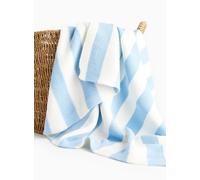 Blue Striped Cotton Knitted Blanket One Size
