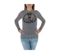 Blue Striped Knitwear with Round Neck - female - PINKO - Long Sleeve T-Shirts - Blue - S - Tops S