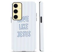 Blue Striped Love Like Jesus Phone Case for Samsung Galaxy S25 5G 6,2",Christian Quote Stripes Fashion Print Hard PC Shockproof Soft TPU 2 in 1 Drop Resistant Glossy Protection Funda for Girls Women