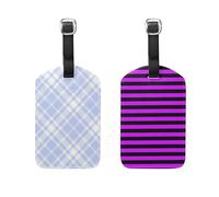 Blue Striped Mesh Purple Black Strips 2 Pcs Luggage Tags Personalized Tags for Cruise for Cruise Ship