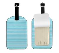 Blue Striped Print Bag Tags Stylish Luggage Tag 4.3 x 2.76 Inch Essential Travel Accessory Suitcases