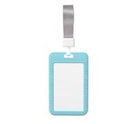Blue Striped Print Id Card Holder,Badge Holder with Lanyard,Work Pass Protector for Office Staff School Nurse