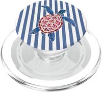 Blue Striped Sea Turtle Ocean Summer Aesthetic Pattern Art PopSockets PopGrip for MagSafe