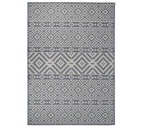 Outdoor Flatweave Rug Blue Stripes Runner Area Floor Carpet vidaXL