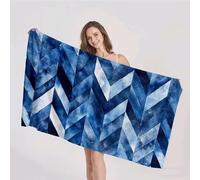 Blue Stripes Beach Towels for Adults 180x90 cm, Modern Geometry Microfibre Beach Towel Large, Quick Dry Lightweight, for Bath, Gym, Travel, Yoga, Swimming, Camping A-5415