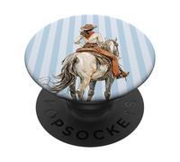 Blue Stripes Coastal Cowgirl Riding Horse Rodeo Aesthetic PopSockets Adhesive PopGrip