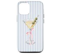 Blue Stripes Coastal Summer Olive Martini Coquette Pink Bow Case for iPhone 12/12 Pro