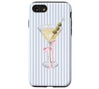 Blue Stripes Coastal Summer Olive Martini Coquette Pink Bow Case for iPhone SE (2020) / 7 / 8