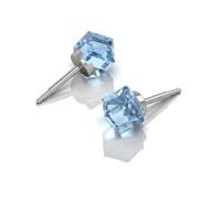Blue Stud Earrings Hypoallergenic Stainless Steel - Cubic Zirconia