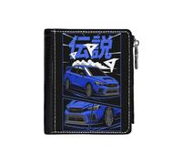 (Blue Subaru Wrx Anime Style Legend _2763) Men's Women PU Leather Wallets Compact Bifold with Zipper & Multiple Card Coins Slots Black Stylish Durable Graphic Design Print for Girl Boys