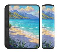 Blue Summer Beach in Hawaii 2 pcs carseat Shoulder Strap Pads, Stop seat Belt Cutting into Neck, seat Belt Belt for Women for Bag
