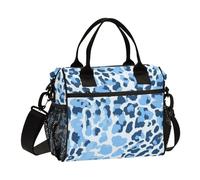 Blue Summer Leopard Print Sturdy Cooler Bag with Shoulder Strap Lunch Box for High School for Office loncheras para Mujer Bonitas modernas