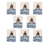 Blue Summer Seaside Greeting Cards Pack of 8 Ocean Dress Art Note Cards Any Occasion Blank Inside A6 10x15cm
