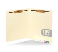 Blue Summit Supplies 100 Manila Fastener File Folders with End Tabs, Reinforced Straight Cut End Tab Folders with 2 Fasteners, Standard Medical File Folders, Letter Size, Manila, 100 Pack