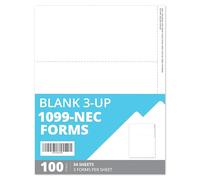 Blue Summit Supplies 1099 NEC Forms 2025 Blank 3 Up, 1099 NEC Blank Perforated Paper, Laser or Inkjet Printer Tax Forms, Side-Stub Perforation, 34 Sheets (100 Forms)
