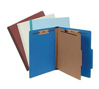 Blue Summit Supplies 12 Pressboard Classification Folders 2 Dividers, Letter Size Office Folders, 2’’ Tyvek Expansions with Fasteners, 6 Part Classification Folder in Assorted Colors, 12 Pack