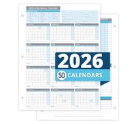 Blue Summit Supplies 50 Sheet Attendance Calendar, Employee 2024 Attendance Sheets for 3 Hole Binder, Convenient Tracker for Employee Attendance Record, Time Off, and Tardiness, 50 Pack