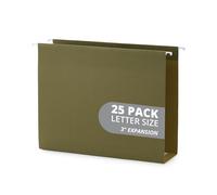 Blue Summit Supplies Extra Capacity Hanging File Folders, 25 Reinforced Hang Folders, Heavy Duty 3'' Expansion, Letter Size, Designed for Bulky Files and Charts, Letter Size, Standard Green, 25 Pack